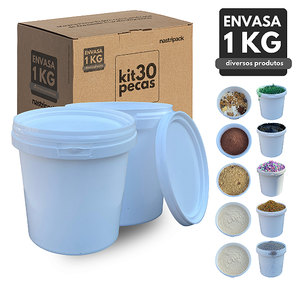 Pote 1200ml com Tampa Lacre de Segurança para Alimentos - Kit 30 Peças
