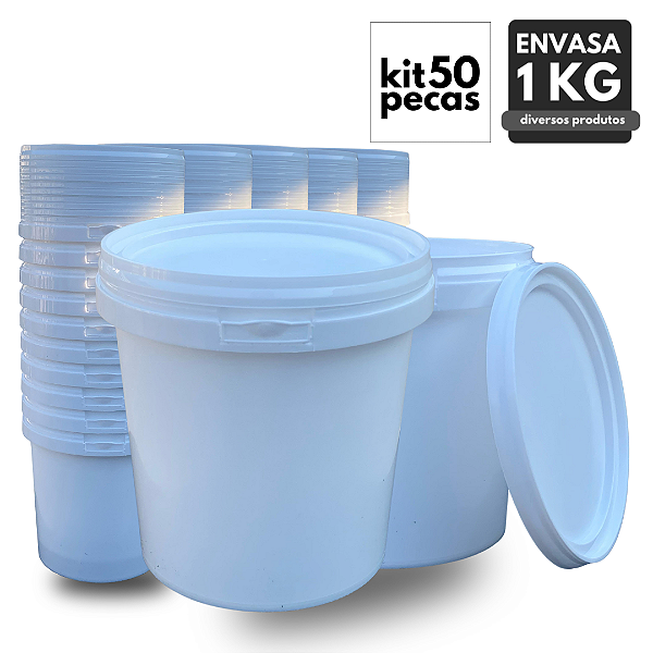 Pote 1,2 Litros com Tampa Lacre Multiuso Novo Atóxico BPA FREE - Kit 50 Peças