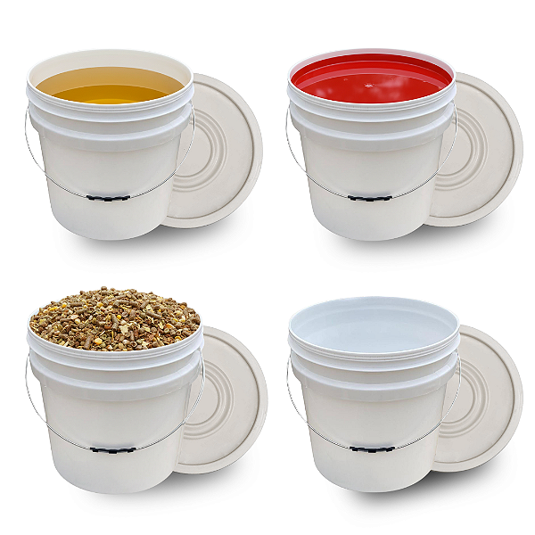 Balde 30 litros com Tampa Lacre Vedante e Alça Metálica Resistente - Kit 4 Pcs