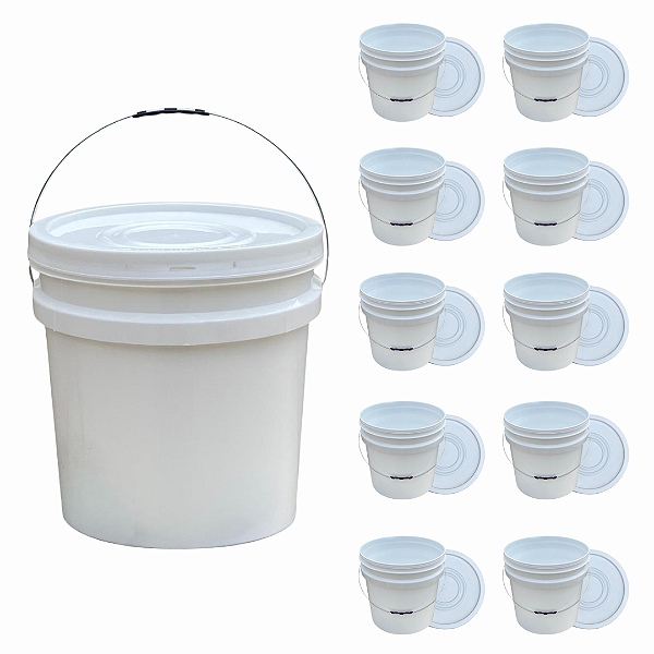 Balde 30 litros com tampa e alça metalica multiuso - 10 Pcs