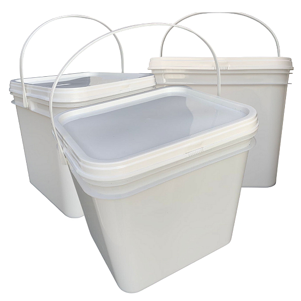 Balde Retangular 3,6 Litros com Tampa Lacre de Segurança Nastripack – Kit com 03 Peças