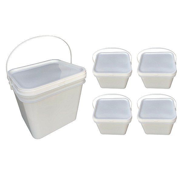 Balde com Tampa 3.6L Retangular para Alimentos - Kit 4 Pcs