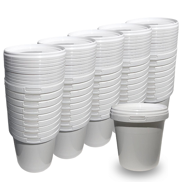 Pote 1 Litro Branco Atóxico com Tampa Lacre - 120 Peças