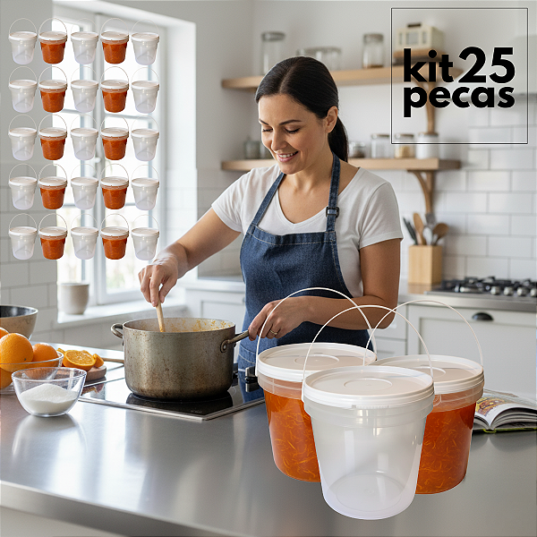 Balde 3.2L Tampa Lacre Novo Atóxico BPA FREE - Kit 25 Pcs