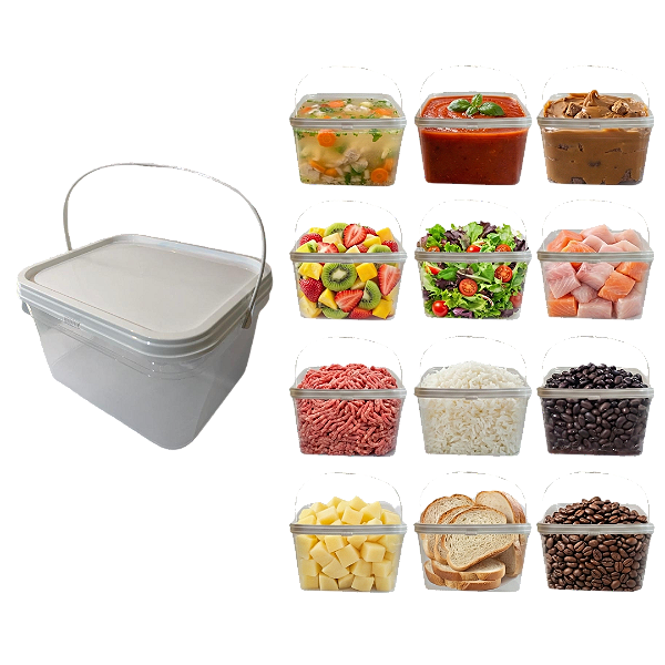 Balde com Tampa Lacre para Armazenar Alimentos 2.4L - 12 Pcs
