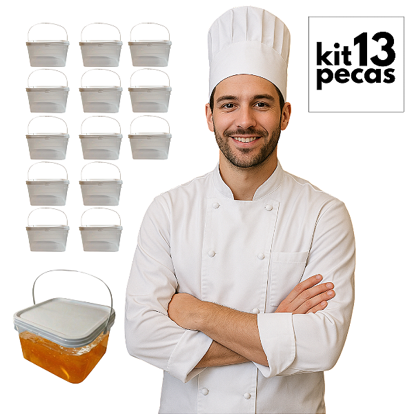 Baldinho Transparente Retangular 2.4 Litros para Alimentos - 13 Peças