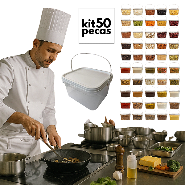 Balde com Tampa para Armazenar Alimentos 2.4L Retangular - 50 Und