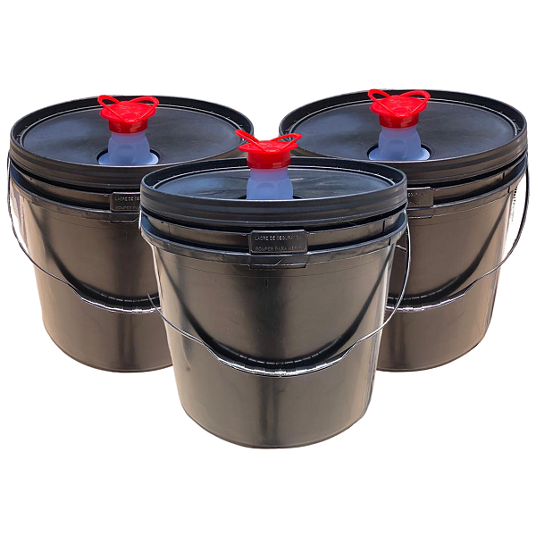 Balde com Bico Despejo e Tampa Lacre 16 Litros - Kit 03 Peças