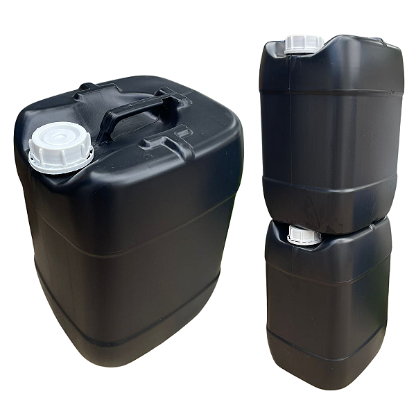 Galão 20L Preto Reciclado com Tampa Lacre e Anel Vedante - 03 Peças