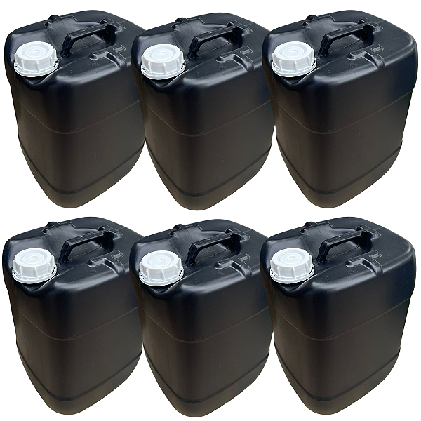 Galao 20L Reciclado com Tampa Lacre Rosca com Anel Vedante - 06 Peças