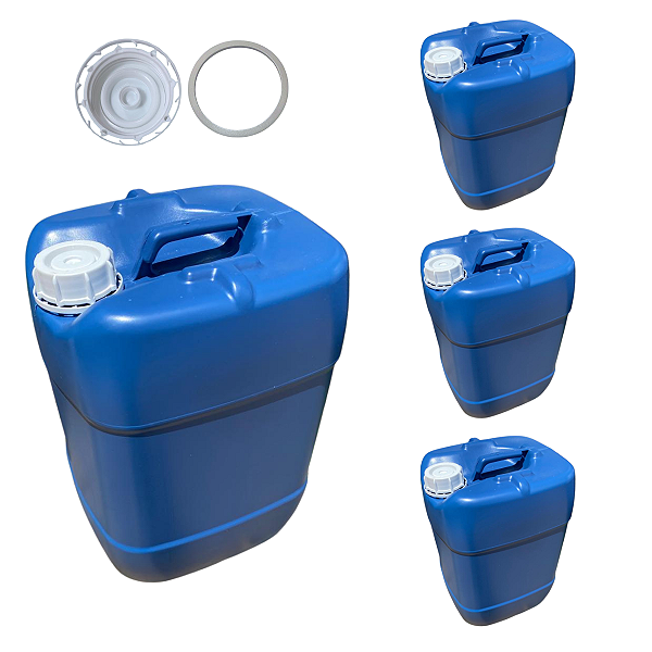 Galão 20L Preto Reciclado com Tampa Lacre e Anel Vedante - 03 Peças