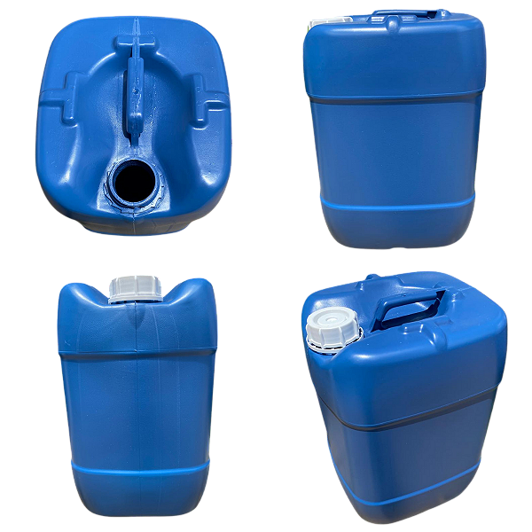 Galao 20l Azul com Tampa de Rosquear com Anel de Polixan - Kit 4 Peças