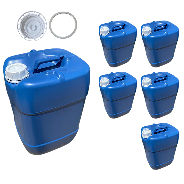 Bombona 20L com Tampa Rosca e Anel de Vedação de Polixan - 05 Peças