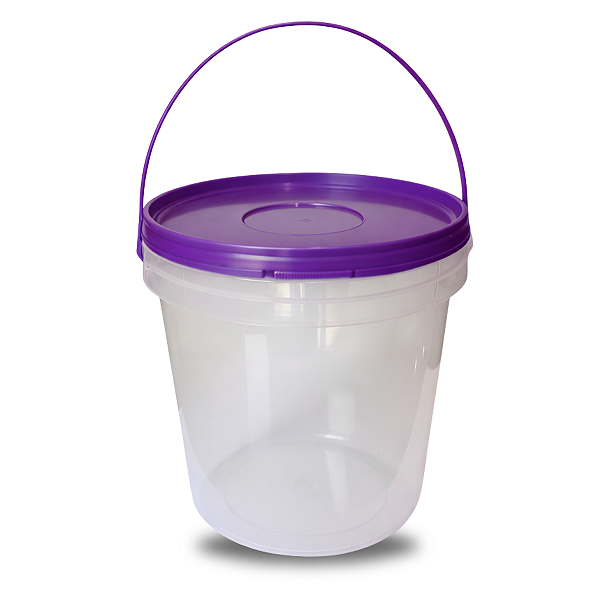 Balde Transparente com Tampa Roxa Lacre de 3.2 Litros