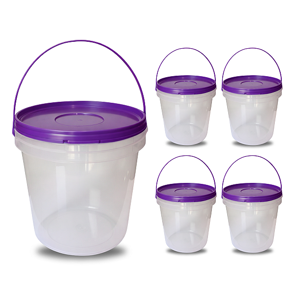 Balde com Tampa Roxa Transparente 3.2L Atoxico - 04 Und