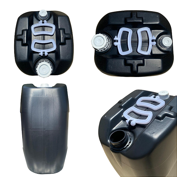 Bombona 50L Preta Reciclada Industrial com Tampa Lacre Vedante - 04 Peças