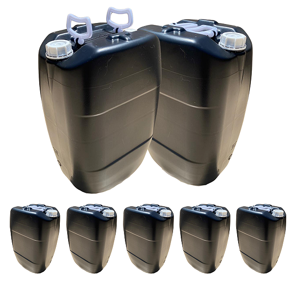 Bombona 50 Litros Preta Reforçada com 02 Bocais e 02 Alças - 05 Peças