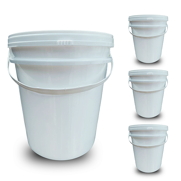 Balde 5 Litros Branco da Linha Premium - Kit 03 Peças