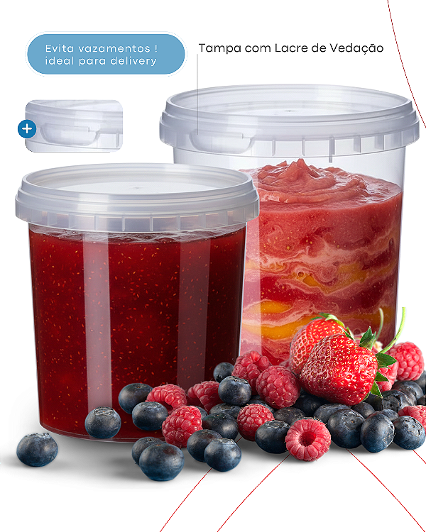 DUPLICADO - Pote Plastico Transparente com Tampa Lacre 220ML Atóxico - 150 Und