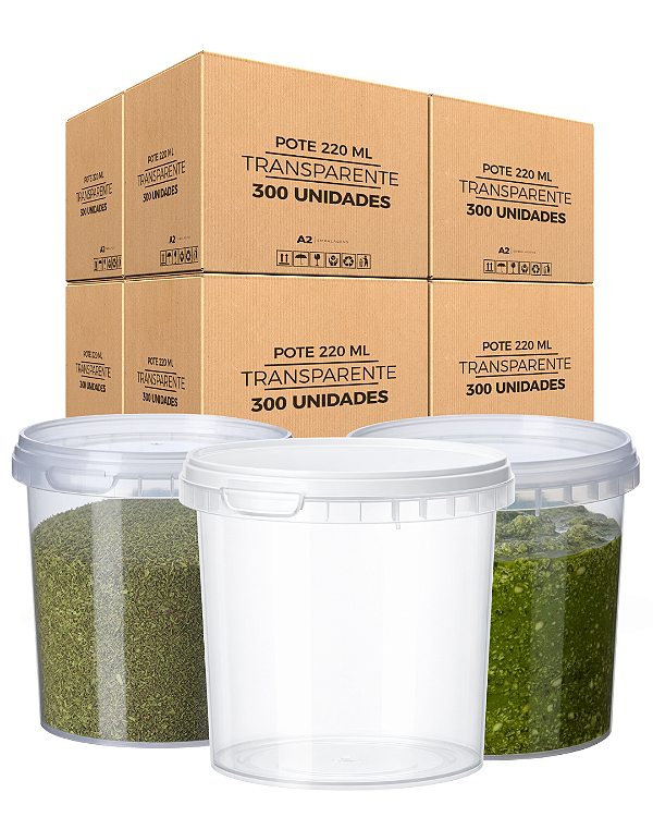 Pote 220 ml Preço Atacado Novo Atóxico BPA Free com Tampa Lacre - 300 Und