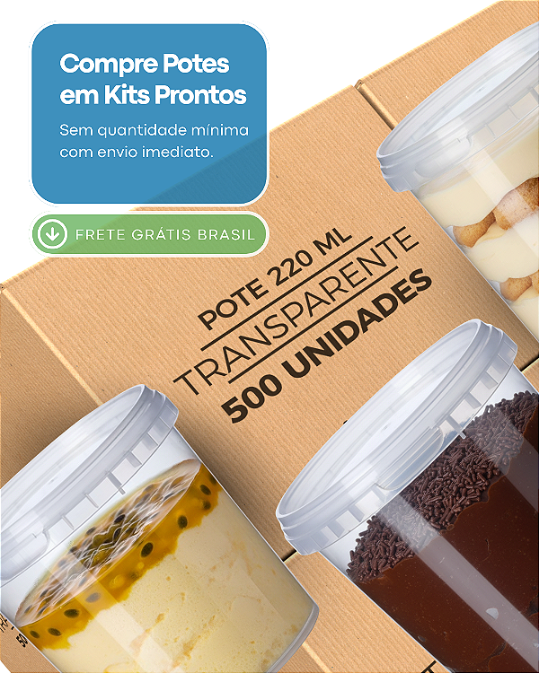 Pote Plástico no Atacado Transparente Tampa Lacre BPA Free - 500 Peças