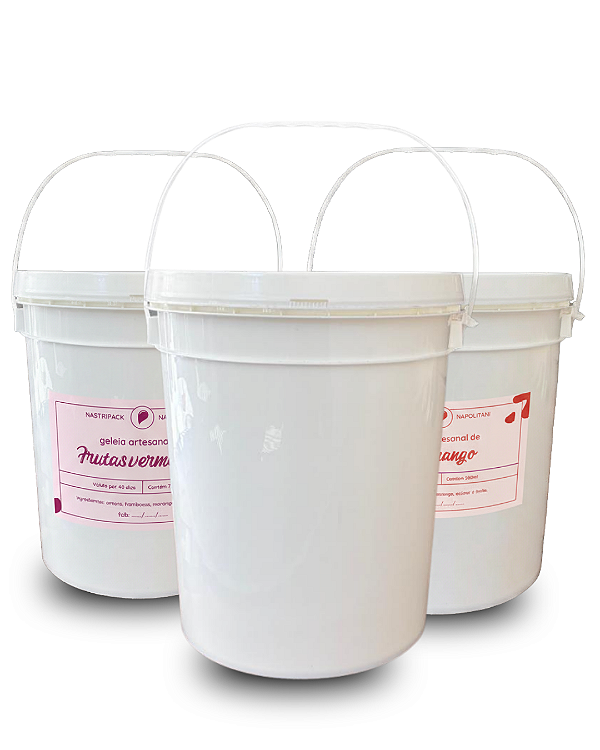 Balde Plástico Branco com Tampa Lacre para Alimentos 7.2 Litros