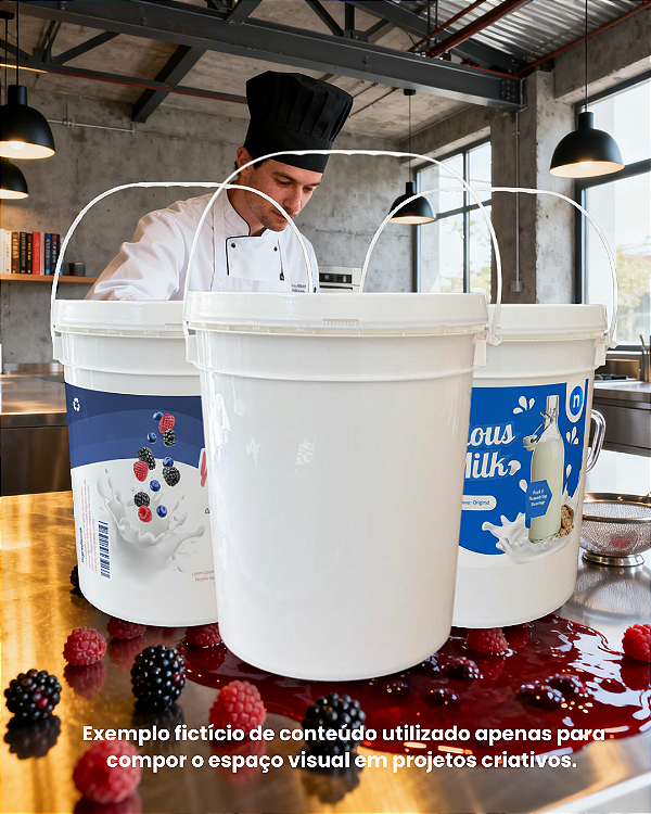 Balde Plástico para Uso Comercial com Tampa Lacre Atóxico - 02 Peças