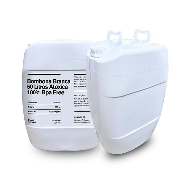 Bombona 50L Branca com Tampa Rosca para Uso Profissional BPA Free