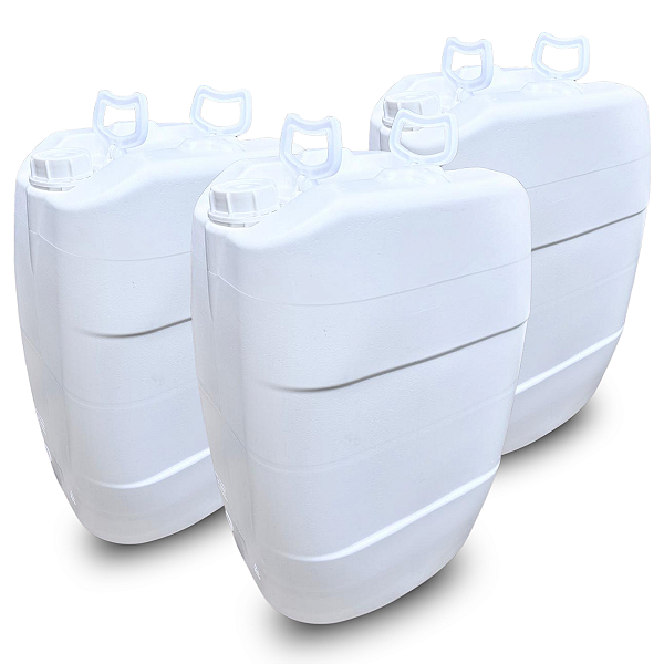 Bombona 50L Branca para Uso Hospitalar Tampa com Anel Vedante - 03 Pcs