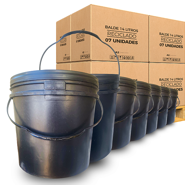 Balde Plástico 14L Alta Resistência para Construção e Indústria - 07 Pcs