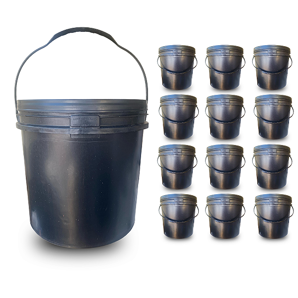 Balde 14L com Tampa Lacre de Vedação e Alça Resistente - 12 Pcs