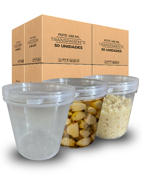 Pote Transparente 460ml P500 Tampa Lacre | Atóxico e BPA Free - 50 Und