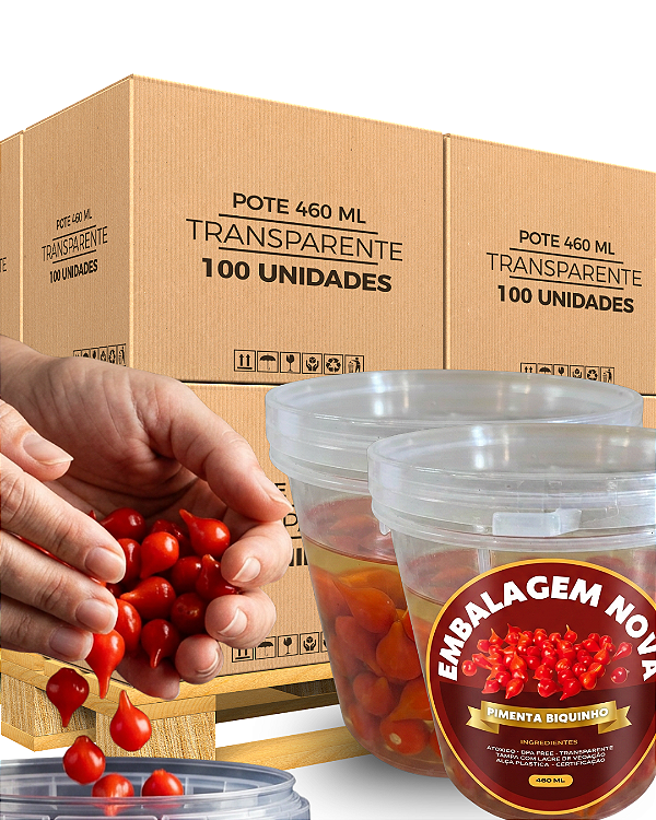 Pote Plástico Redondo P500 Com Lacre 460 ml Resistência Térmica - 100 Und