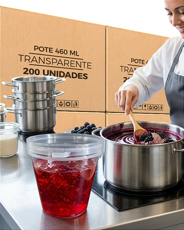 Pote Plastico 460ml com Tampa Lacre P500 Uso Profissional - 200 Und