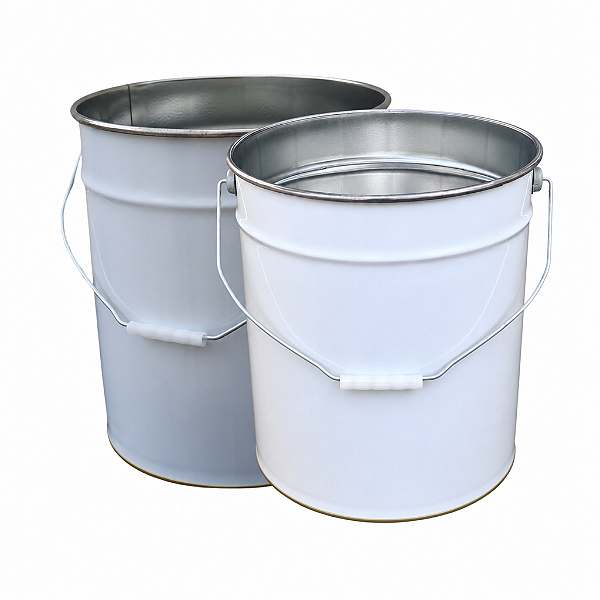 Balde de Metal com Alça Galvanizada para Uso Industrial - 02 Peças