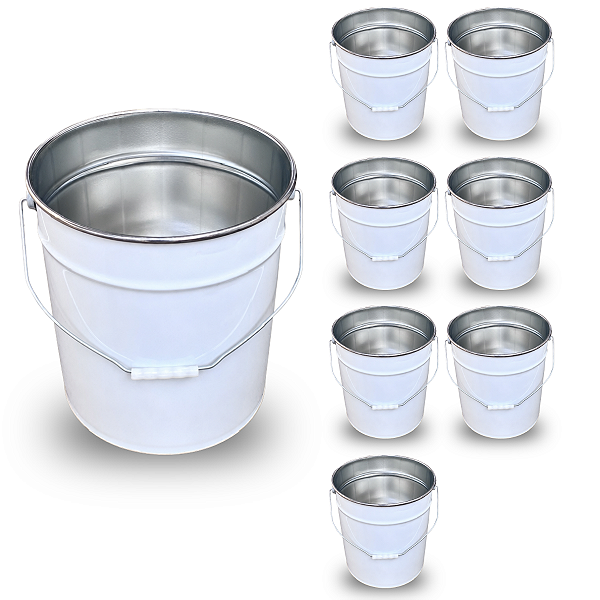 Balde de Metal 18 Litros com Alça Galvanida Uso Industrial - 07 Pcs