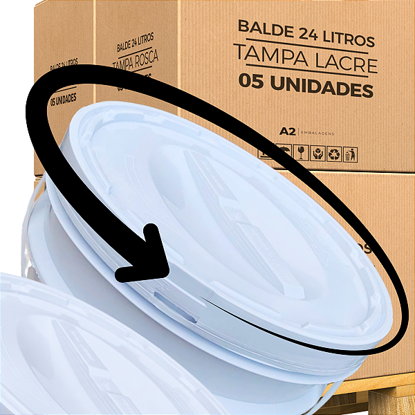 Balde com Tampa de Rosquear 24L Atóxico BPA Free - 05 Und