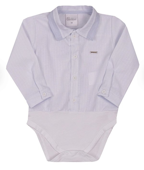 Body Masculino Longo Estilo Camisa Branco Paraiso