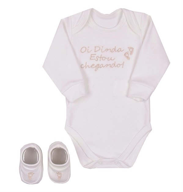 Kit Unissex Body E Sapatinho Dinda Off White Paraiso 11379