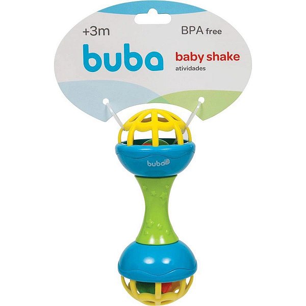 Chocalho Baby Shake Atividades 3m+ Azul E Verde Buba