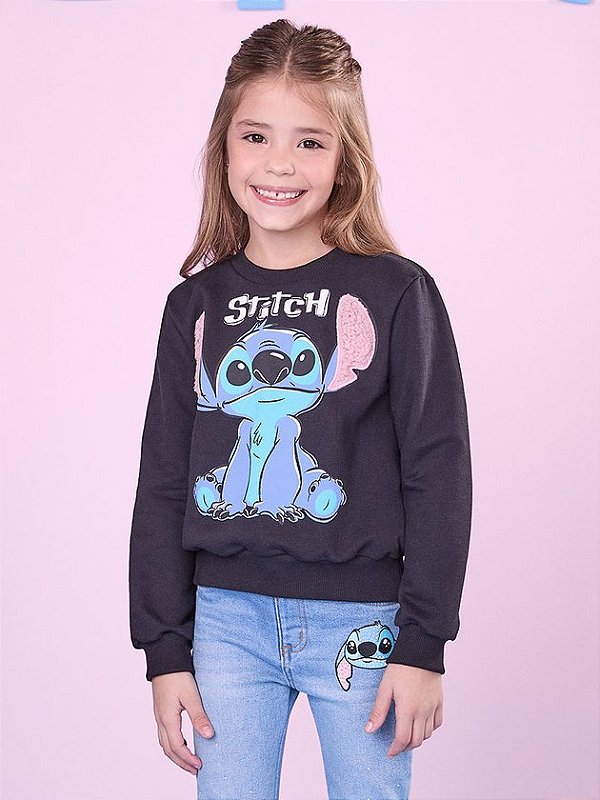 CASACO DE MOLETOM PRETO DO STITCH