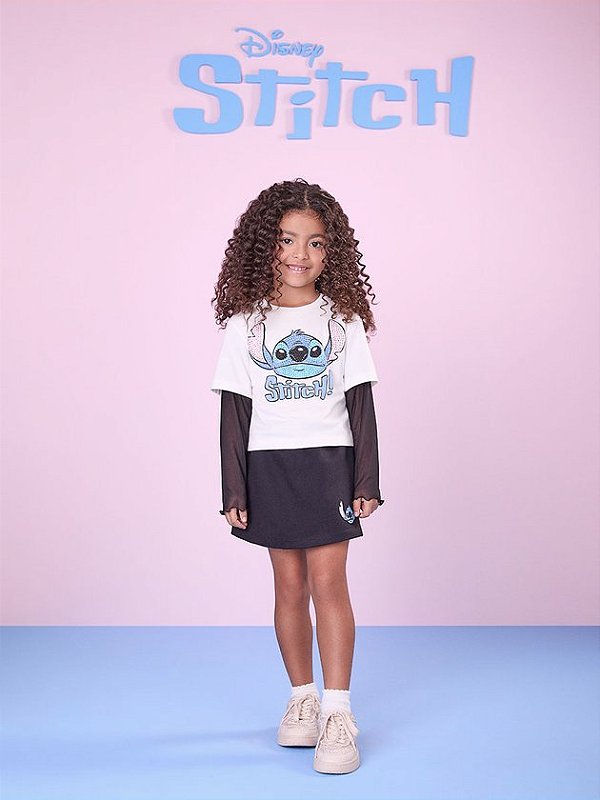 CONJUNTO DO STITCH COM TULE E STRASS