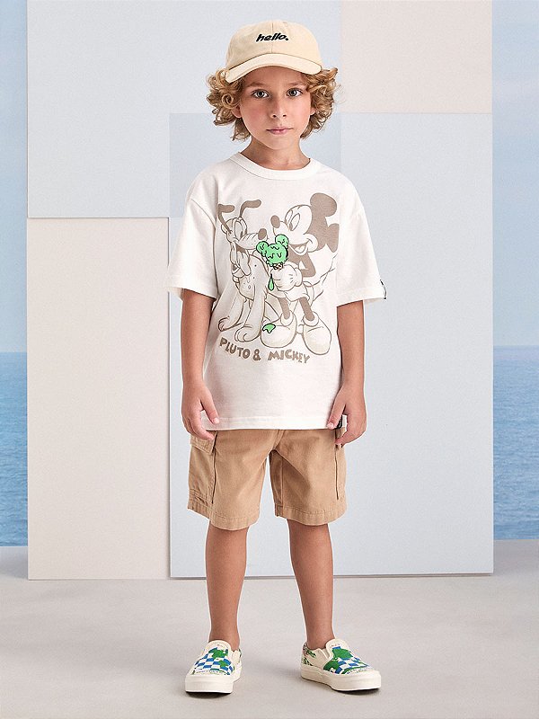 Camiseta Off White do Mickey e Pluto