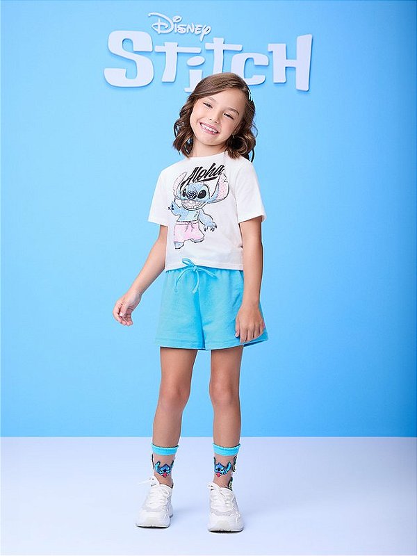 Conjunto Azul de Moletom do Stitch momi
