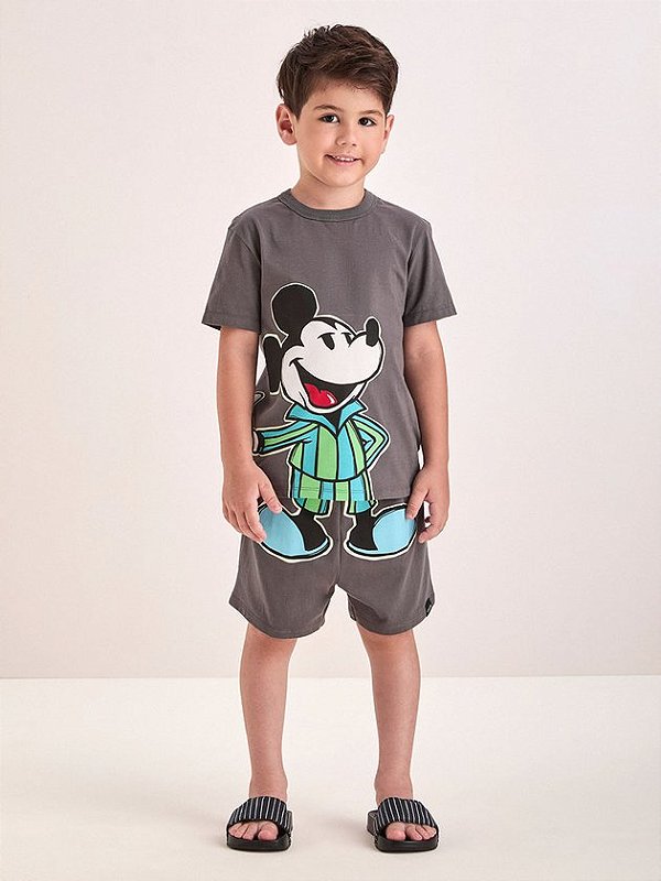 Pijama Cinza Escuro do Mickey Mouse