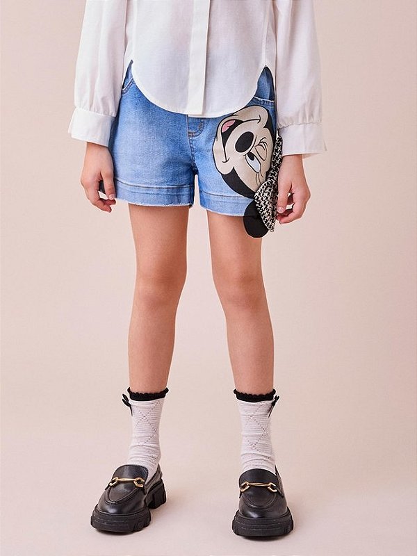 Short Jeans da Minnie com Laço e Orelhinha anime
