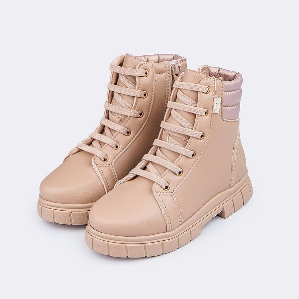 Bota Coturno Infantil Feminina Lucky Comfy Bege