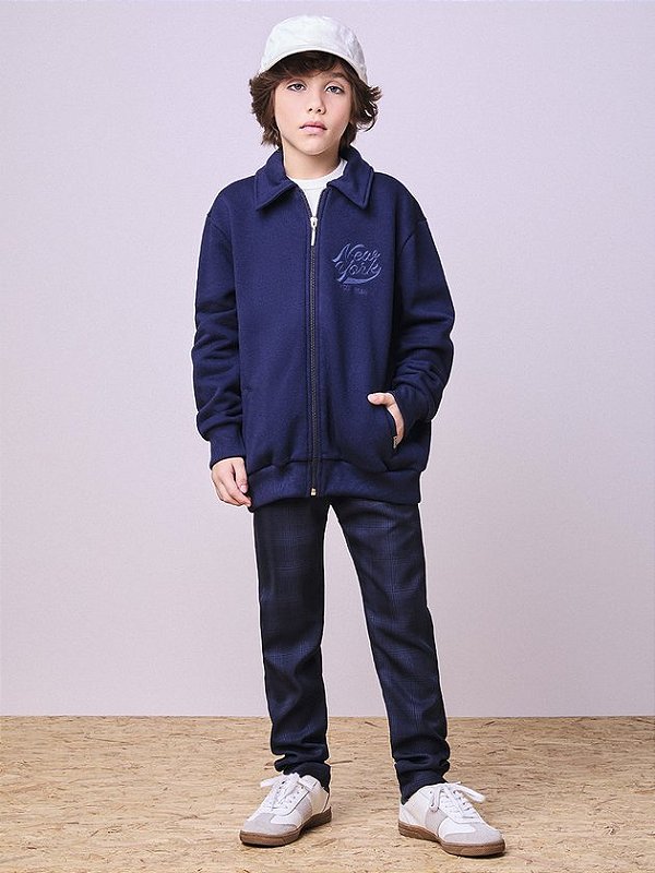 Calça Xadrez Azul Casual youccie