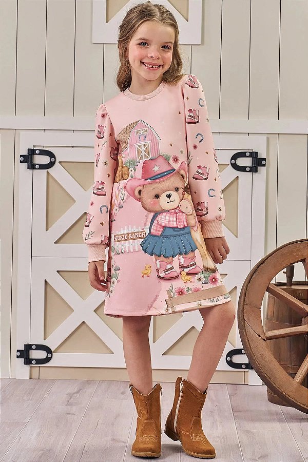 Vestido em Fly Tech Kukiê Infantil Menina