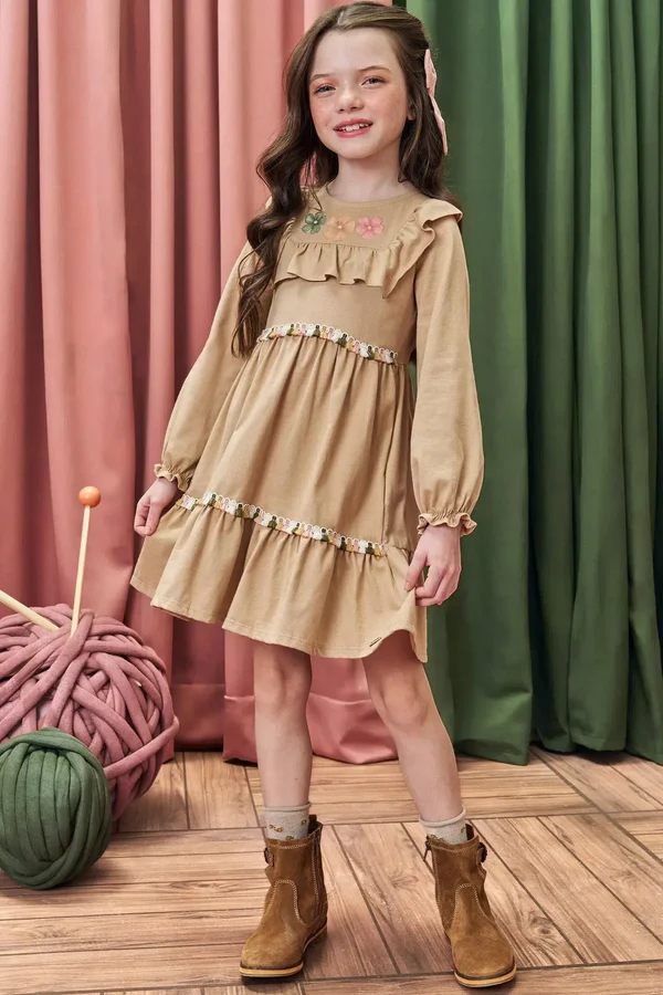 Vestido em Meia Malha Kukiê Infantil Menina